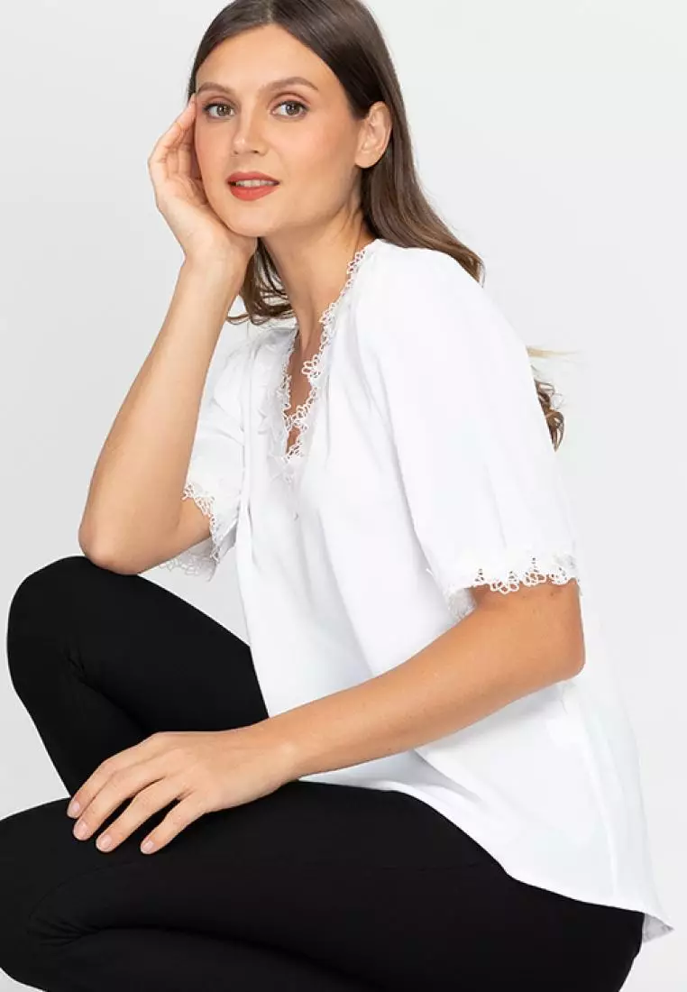 Chiqui Lace Edge V-Neck Top