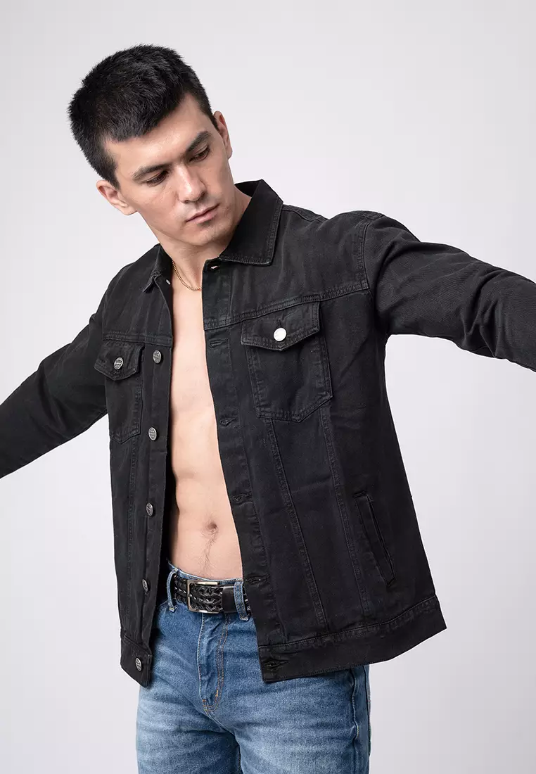 Jacket Jeans Solid Black Premium