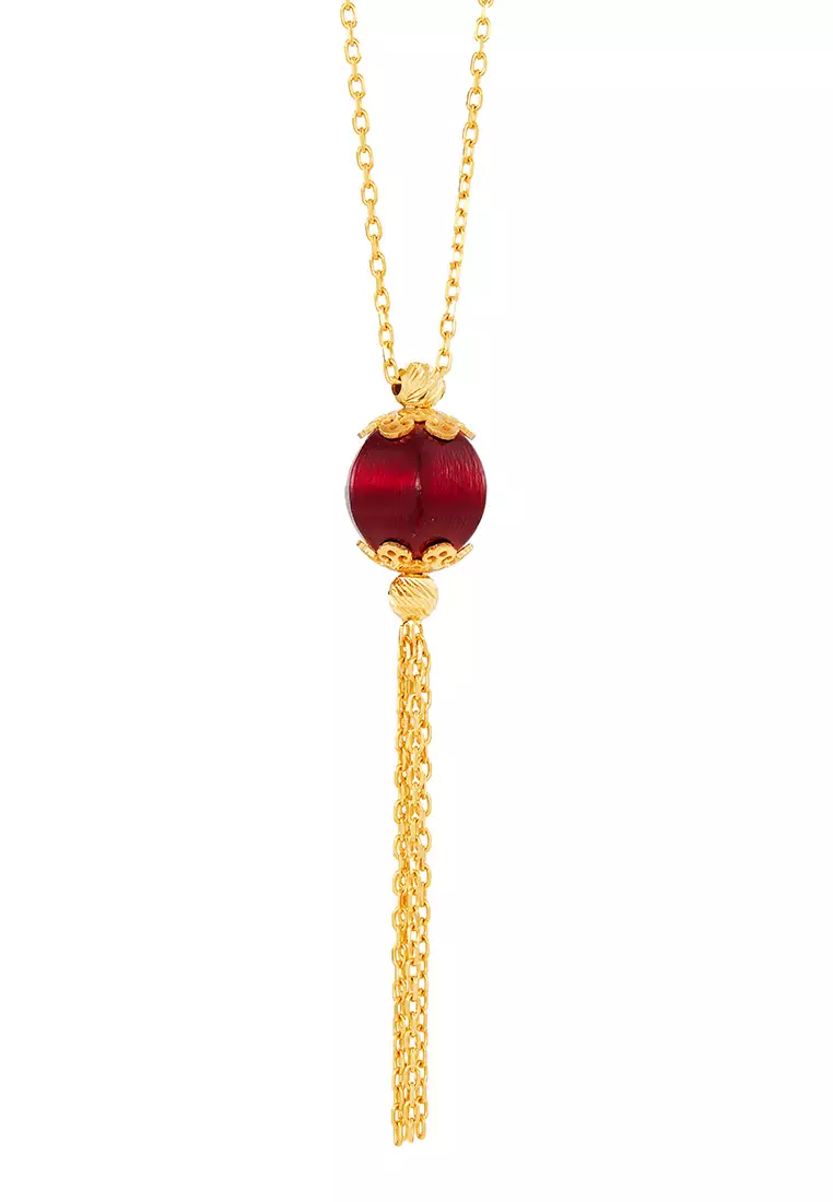 Red hotsell gold necklace