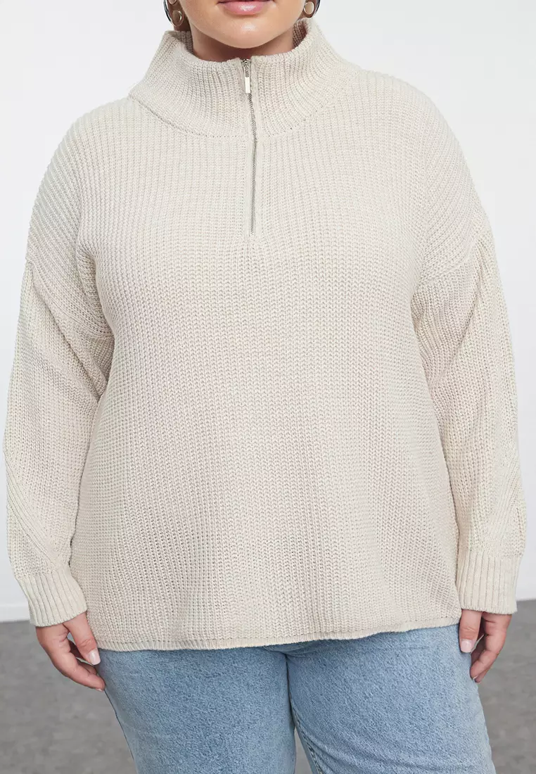 Plus Size Half-Zip Knit Sweater