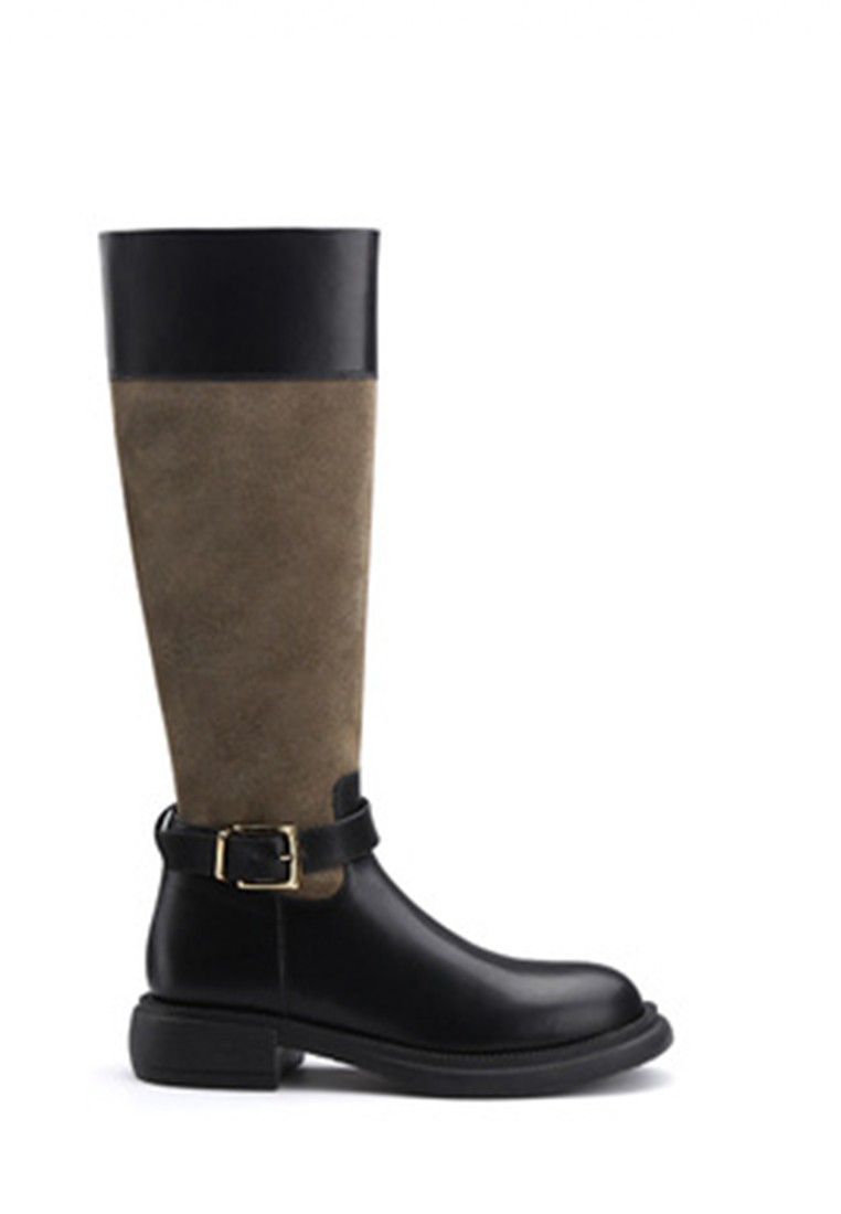 Platform Buckle Leather Riding Boots QZ5228-88