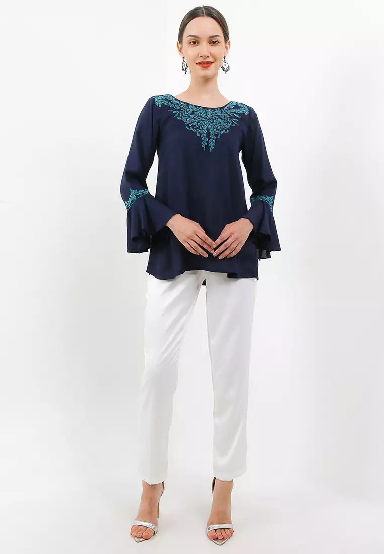 Chanira Festive Kaiza Blouse-Navy