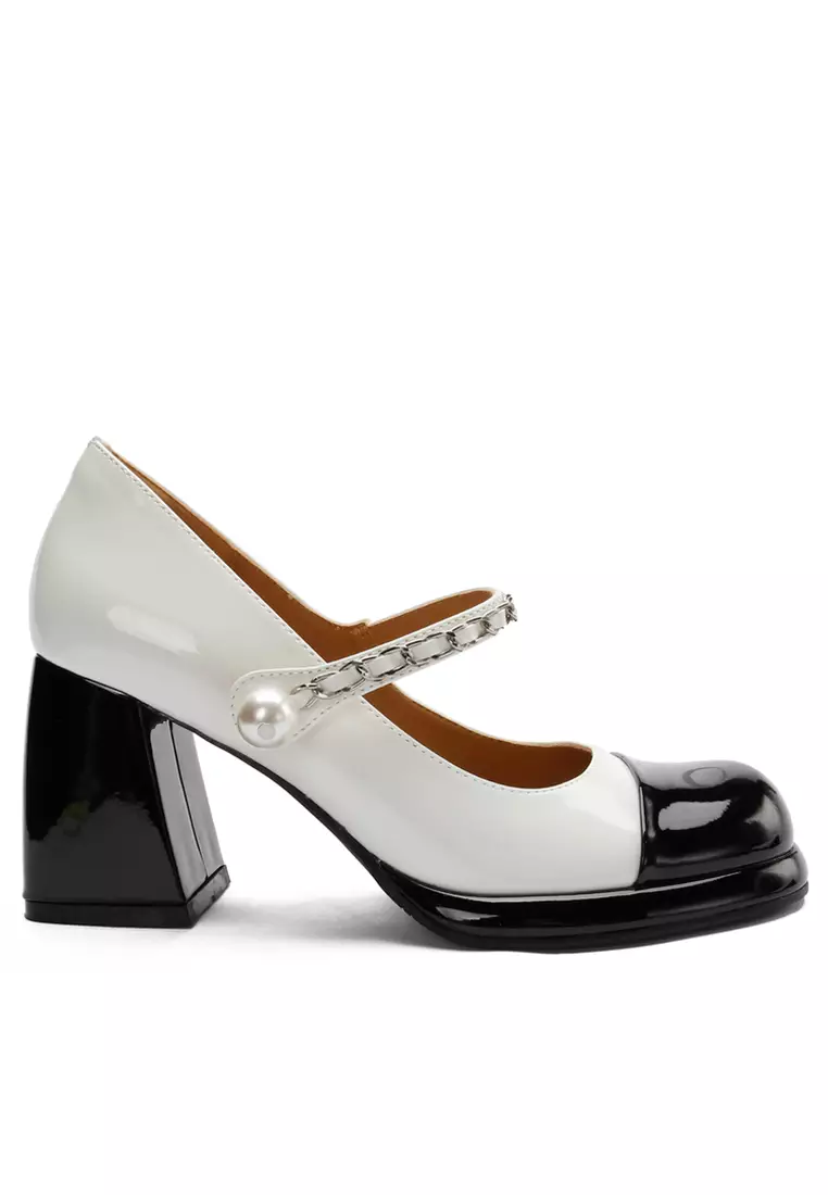 Twenty Eight Shoes 7CM Chain Strap Patent Leather Mary Jane Shoes TE876