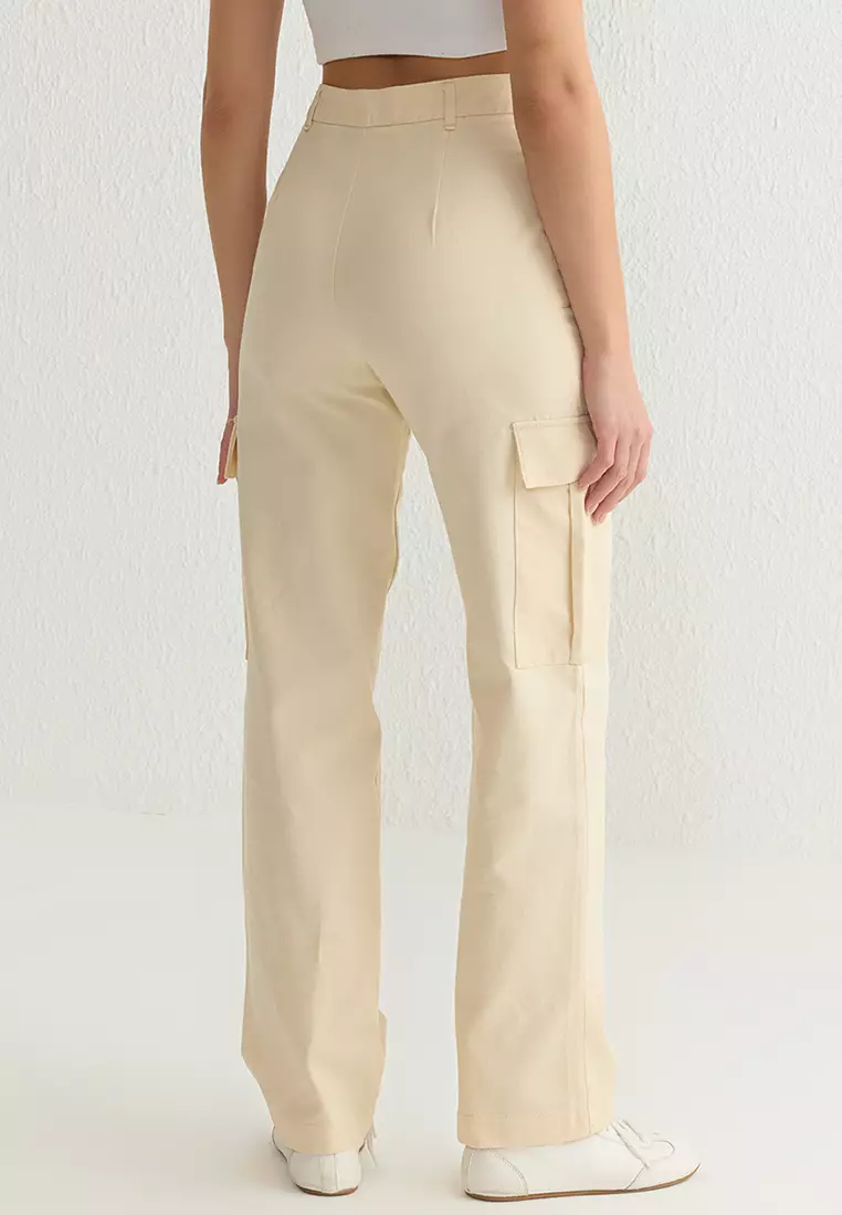 Straight Cut Double Pocket Cargo Trousers