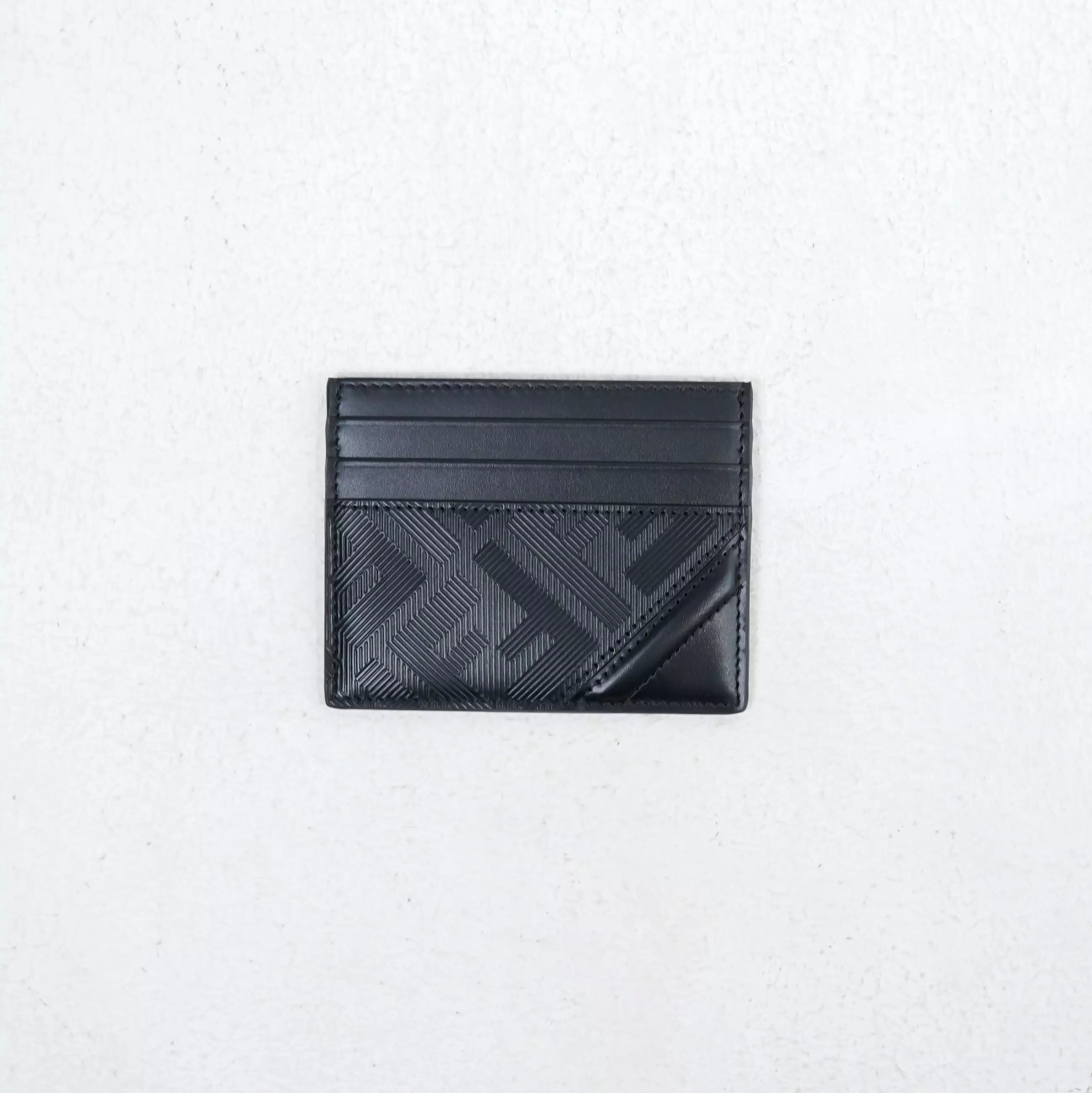 Dompet FENDI FF MONOGRAM DIAGONAL ALL BLACK CARD HOLDER 100% ORIGINAL