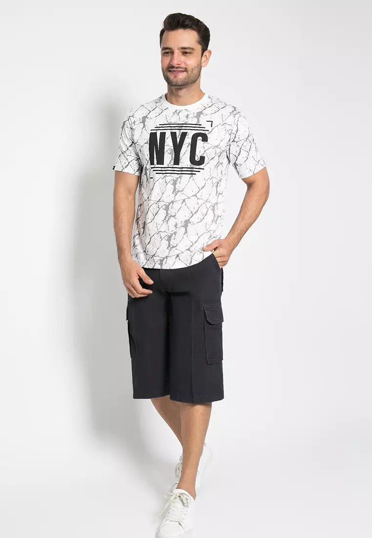 LGS - Celana Pendek Cargo Pria Casual Warna Hitam - LECR.320.257.514.7C