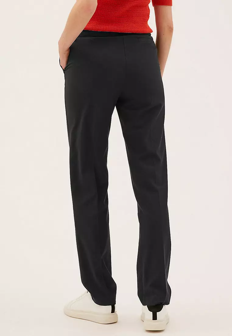 Straight Leg Trousers With Stretch