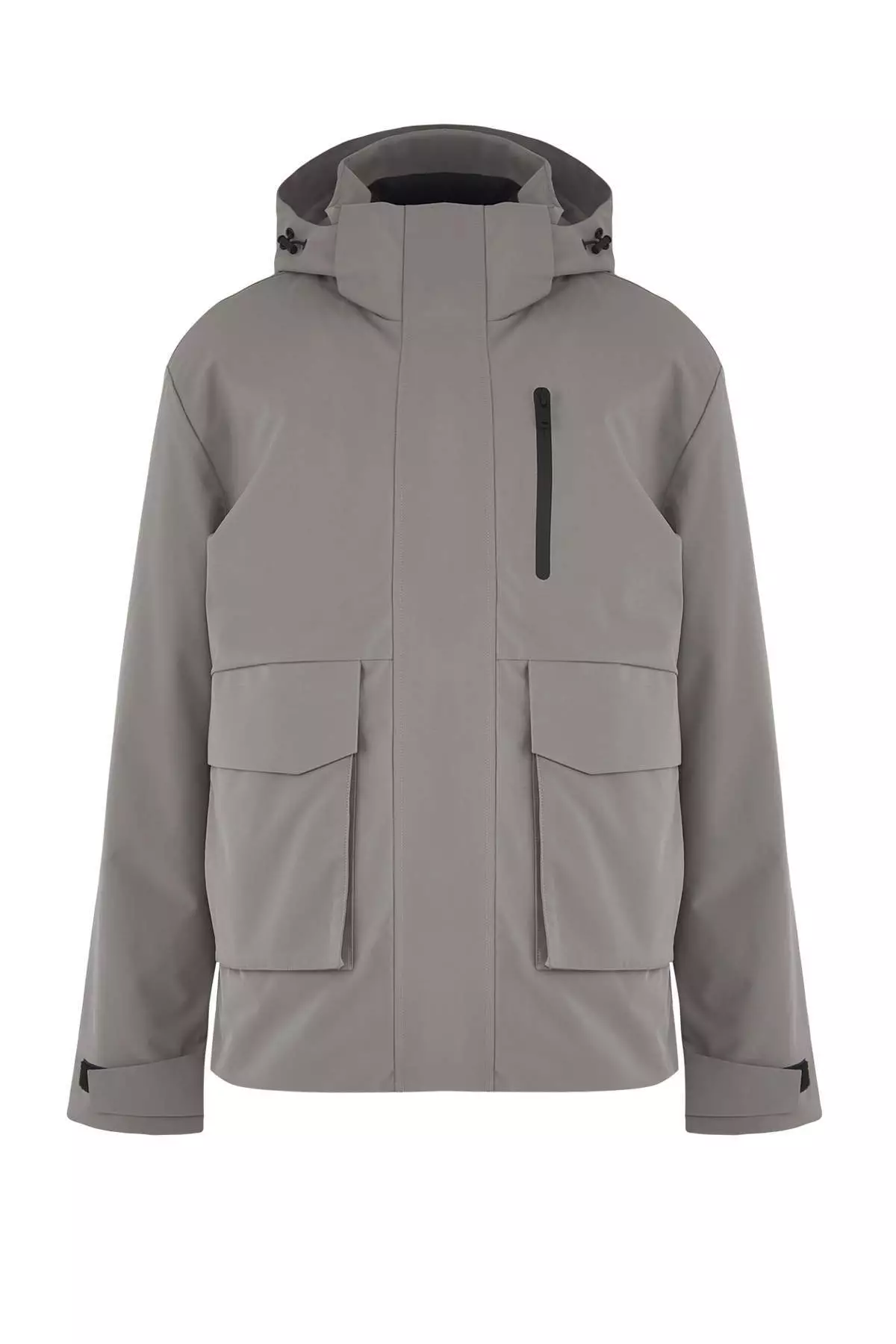Gray Fitted Winter Thick Parka Men'S Coat Tmnaw26Mo00007