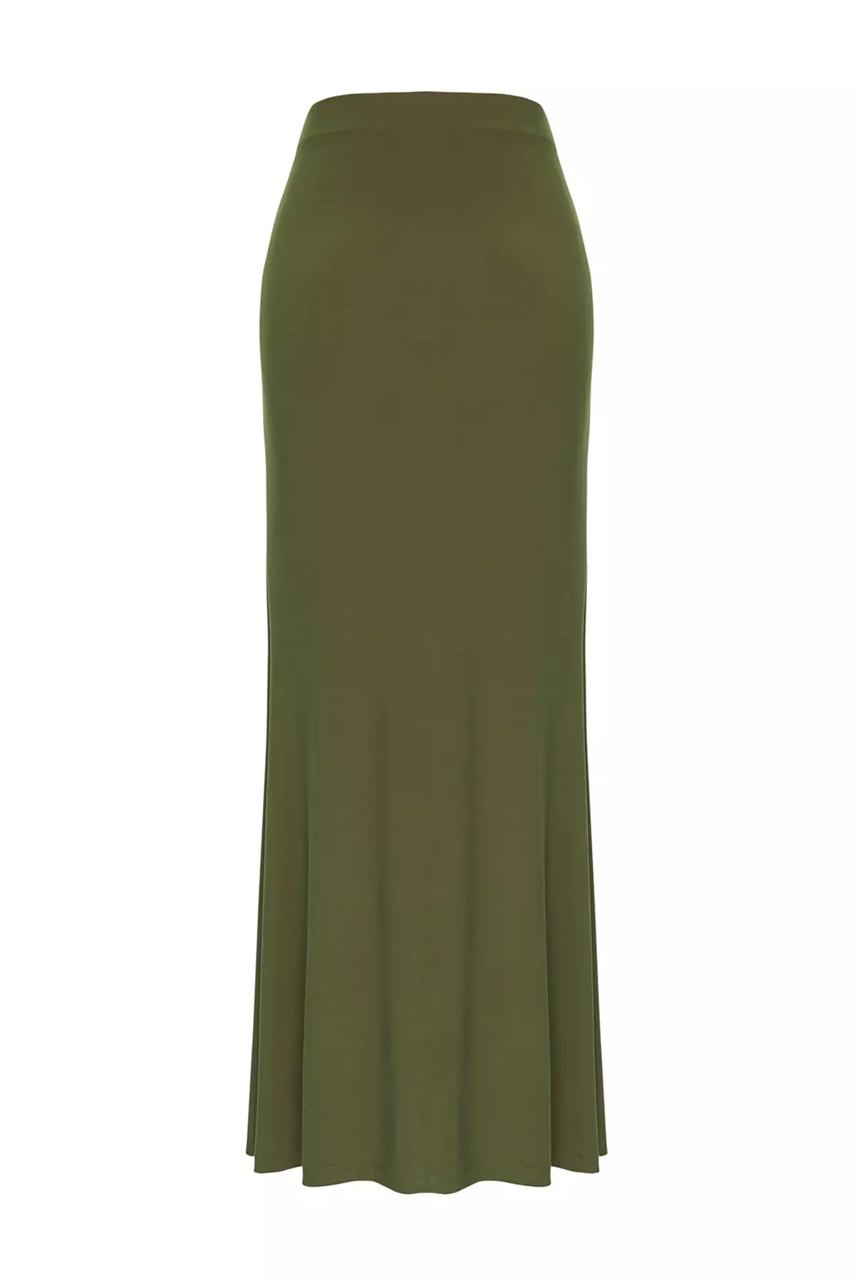 Limited Edition Khaki Fitted Accessory Detailed Knitted Long Skirt  TPRSS25ET00004