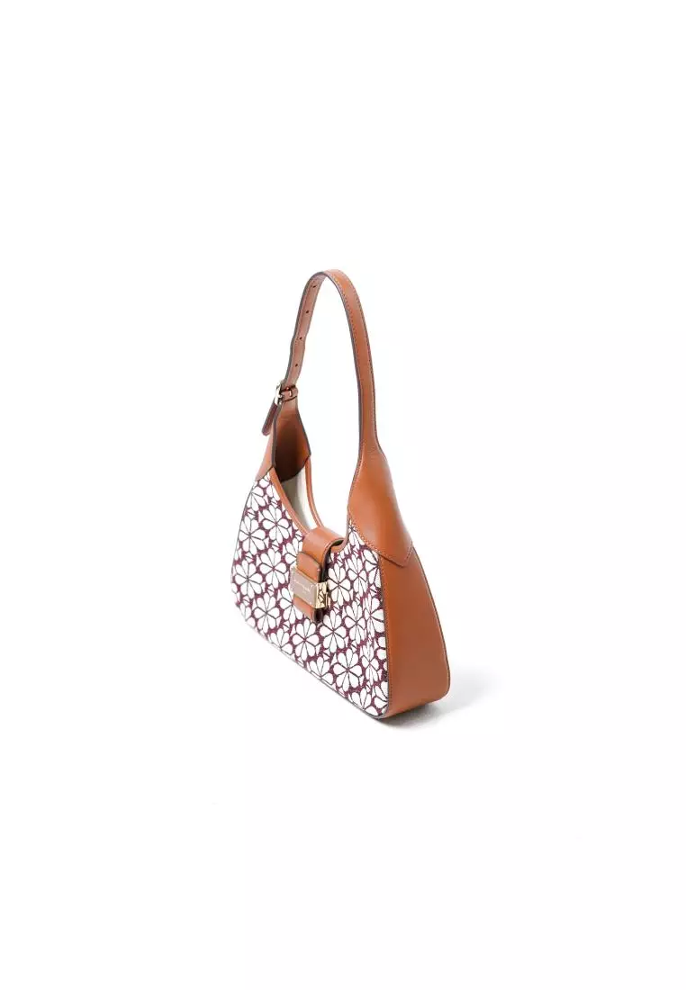 Tas KATE SPADE JACQUARD FLORAL NOUVEAU CAMEL FLAP HOBO BAG 100% ORIGINAL