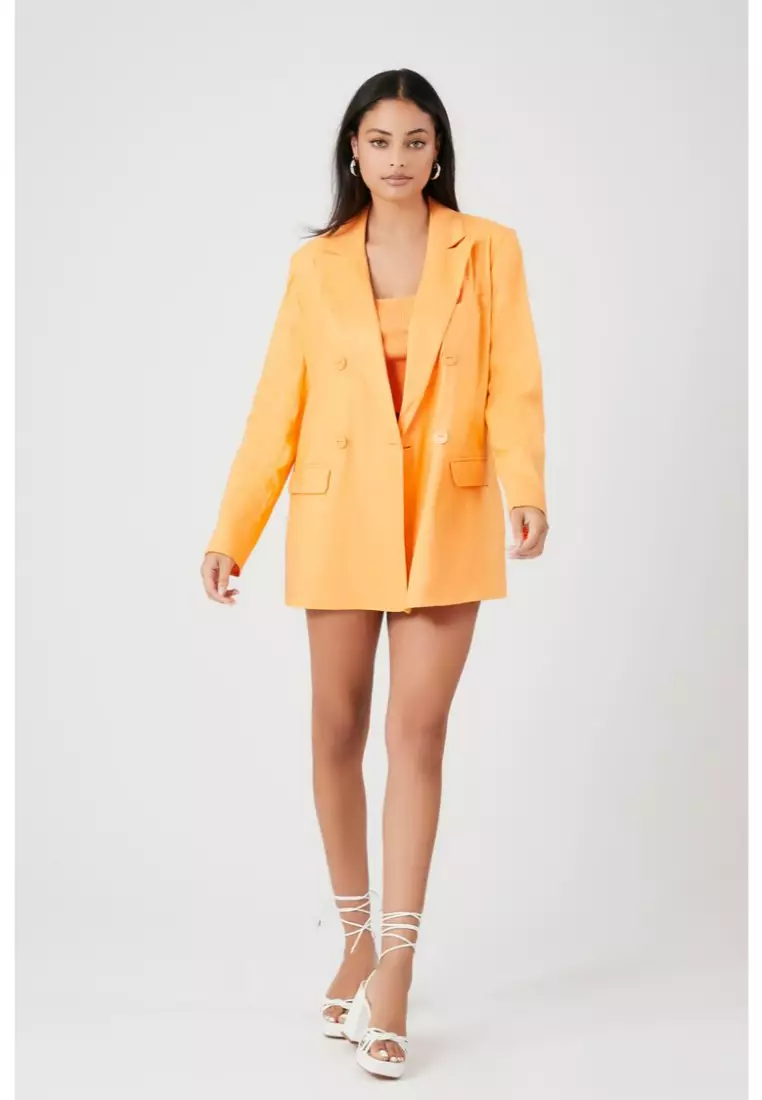 Buy FOREVER 21 Linen Blend Double Breasted Blazer 2024 Online