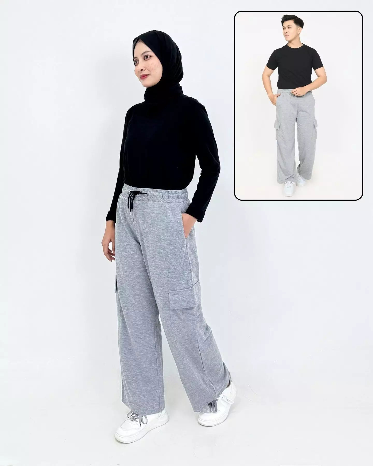 Cargo Talis Pants [ABU MUDA] Celana Panjang Babyterry Saku Kargo Wanita