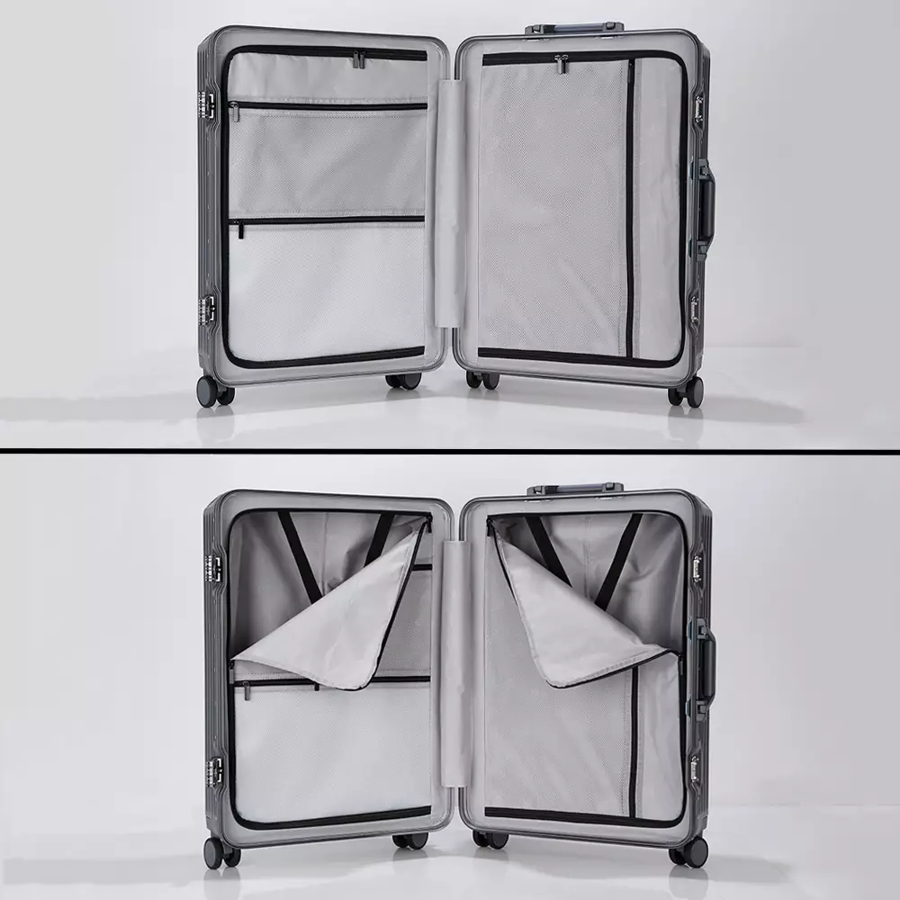 Navy Club Koper 26 Inch Frame Aluminium Skyline Koper Bagasi Hardcase PC TSA Lock 4 Roda Putar