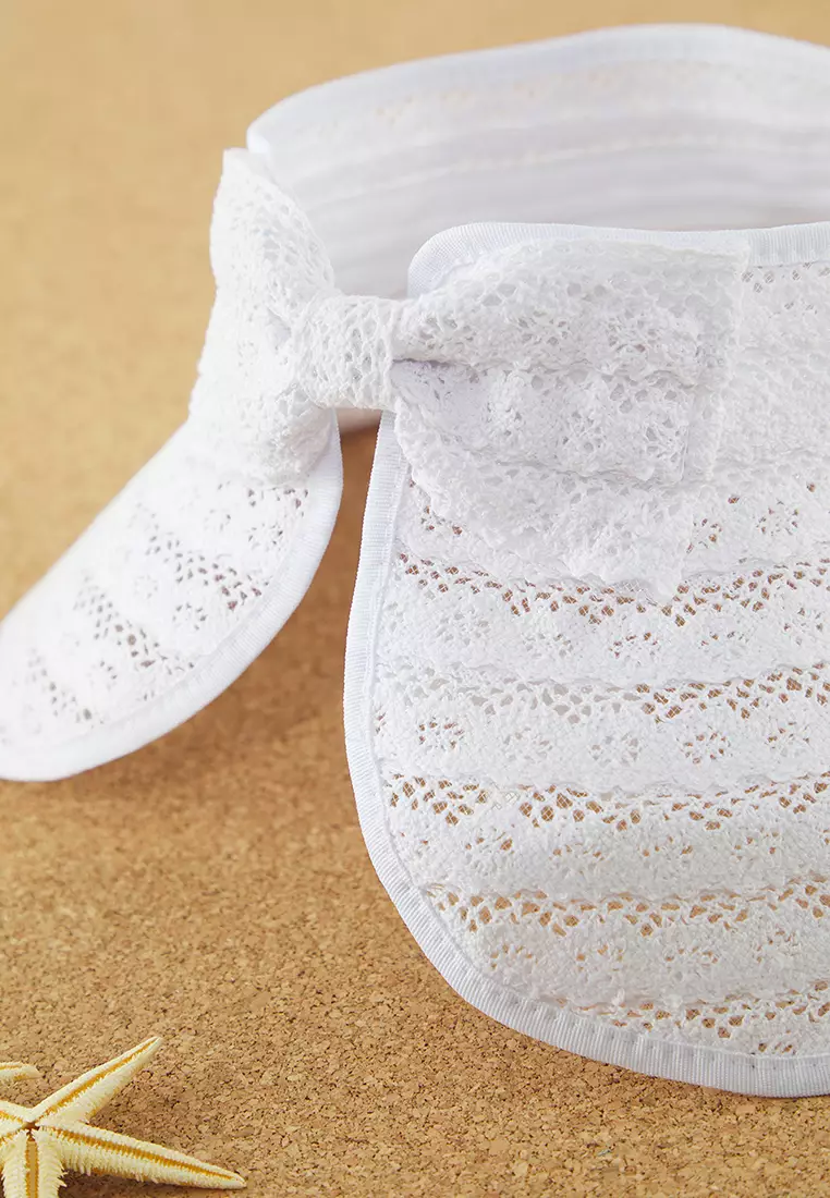 White Ribbon Detailed Straw Women's Beach Hat TBESS25SP00001