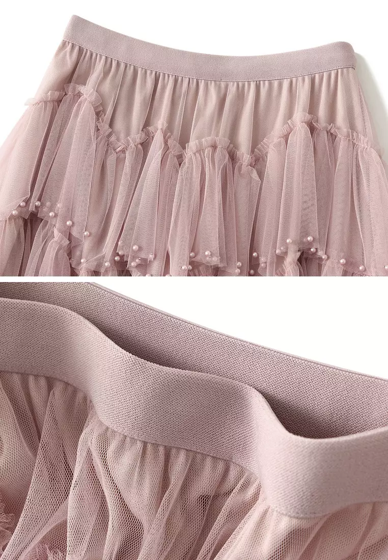 Heavily Embellished Tulle Tiered Skirt AF1220