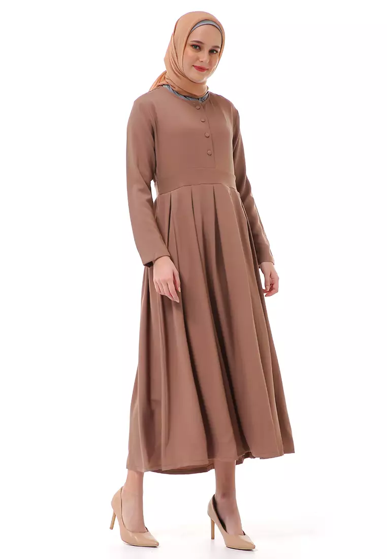 Enzy Dress Muslimah Wanita Lengan Panjang Regular Fit Premium High Quality - Milo