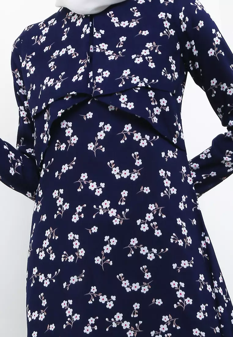 Mahinah Maxi Dress In Navy Floral Print