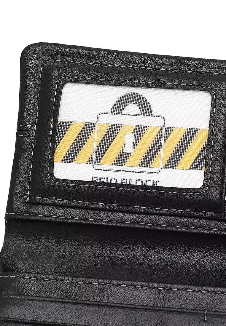 Genuine Leather RFID Blocking Long Wallet - Black
