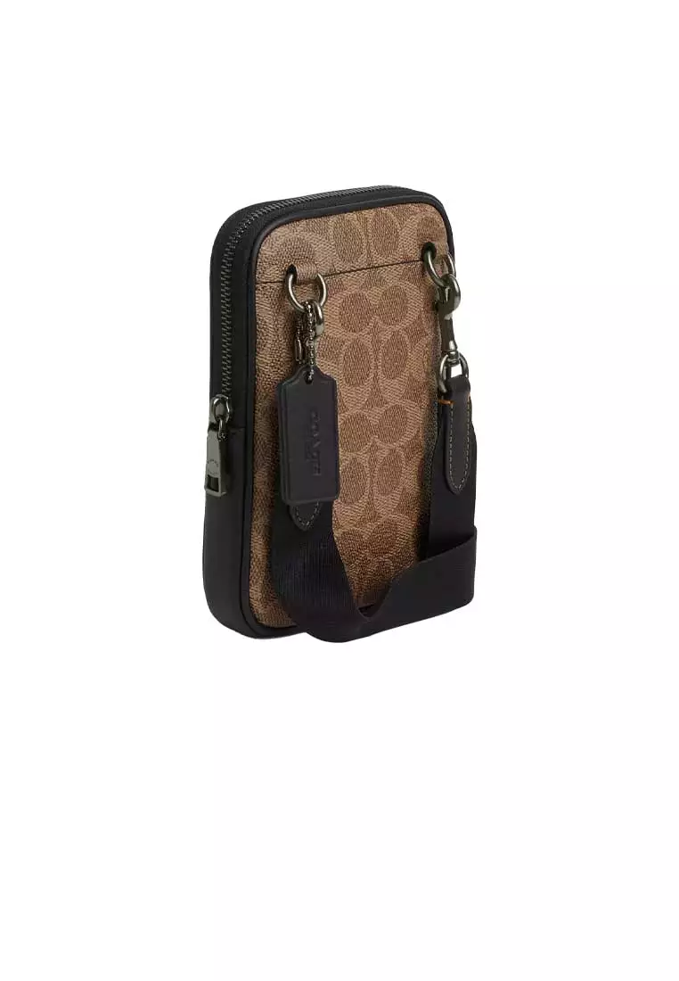 Aden Crossbody Bag In Signature Canvas Tan/Black CW364