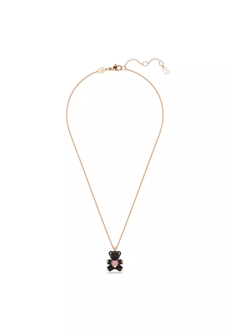 Teddy pendant, Teddy, Black, Rose gold-tone plated
