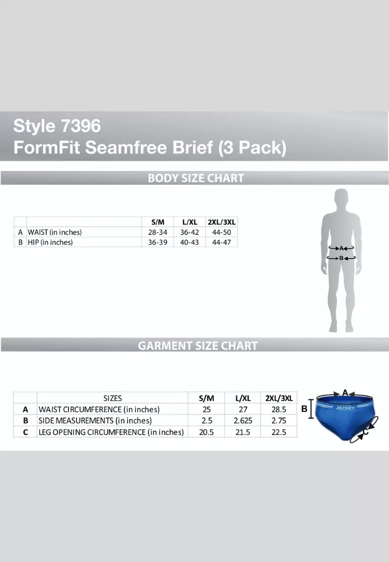 Jockey Formfit Seamfree Men's Brief Pack Of 3 - Assorted Colors