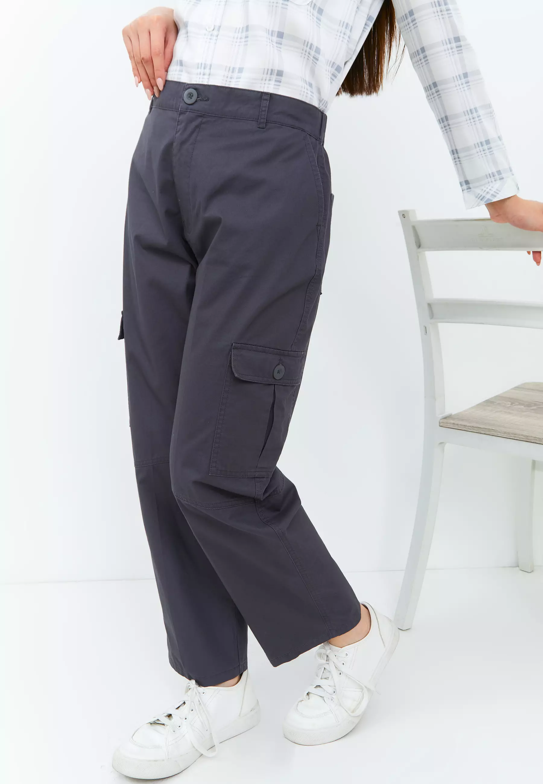 Audra Brown Charcoal Cargo Pants (G.3907)