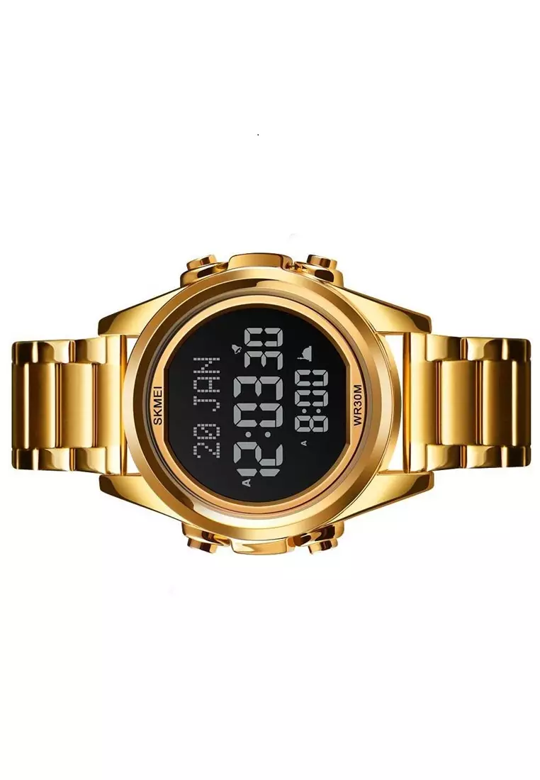 Jam Tangan Digital Casual Pria Penunjuk Arah Kiblat Many Function Strap Tali Material Stainless Steel KB67 ORIGINIAL