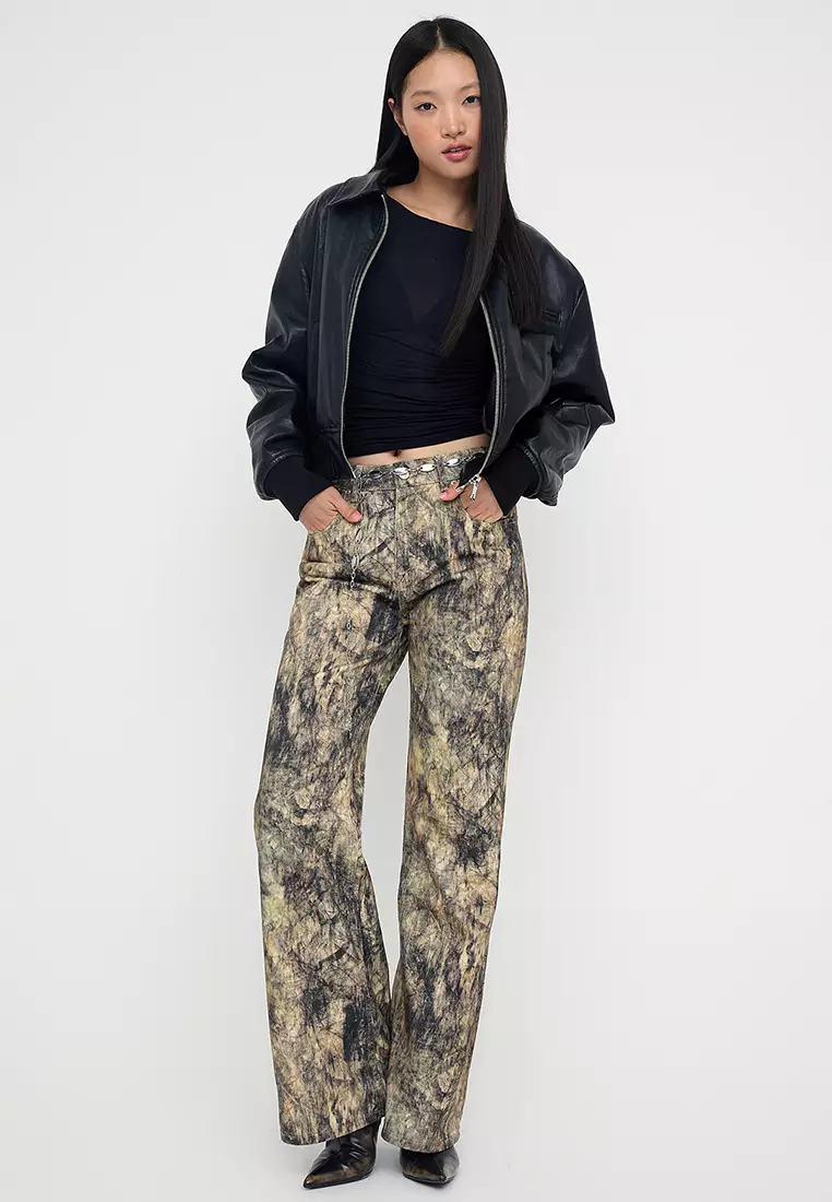 Teen Multicolored Patterned High Waist Wide Leg Jeans Twoaw26Je00152
