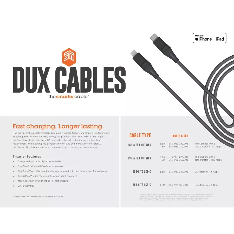 Dux Cable USB-C to Lightning - STM Goods USA