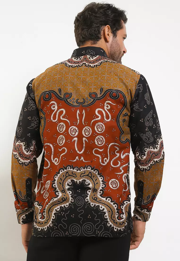 Elenio Kemeja Batik Premium Pria Casual Modern Lengan Panjang