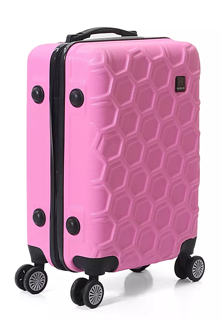 Carlton Koper Hardcase Desain Hexagon Size 20 Inch Suitcase Unisex with Rear Compartment Rubber Slot Material ABS+PVC Coated ORIGINAL - PinkBerbie