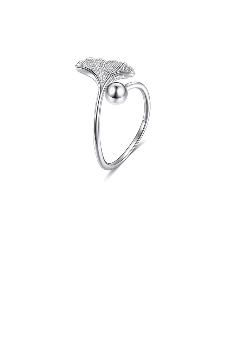 Edelschmiede925 Ohrstecker-Set langer Ginko Anhänger in 925 Sterling Silber matt