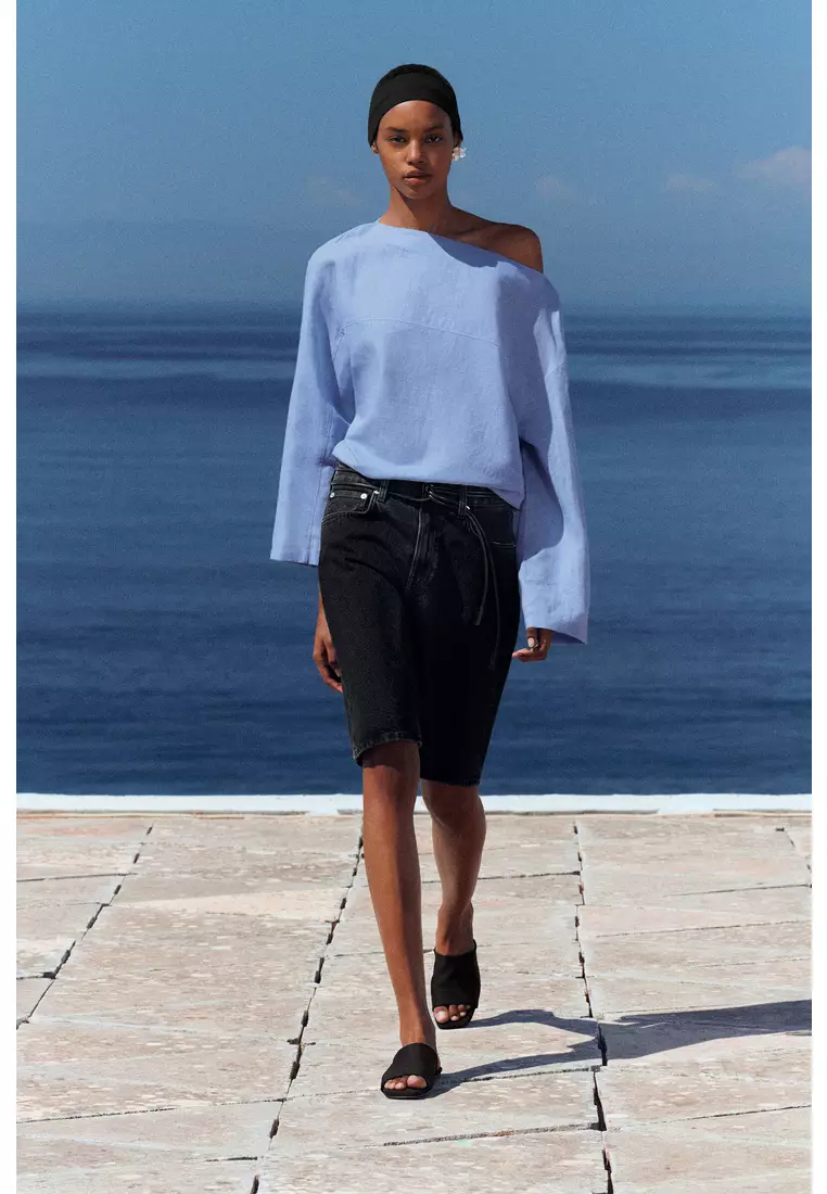 CHORD STRAIGHT-LEG DENIM SHORTS