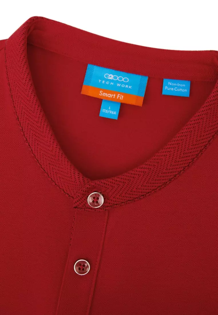 Non-Iron Pure Cotton Stand Collar Polo Tee
