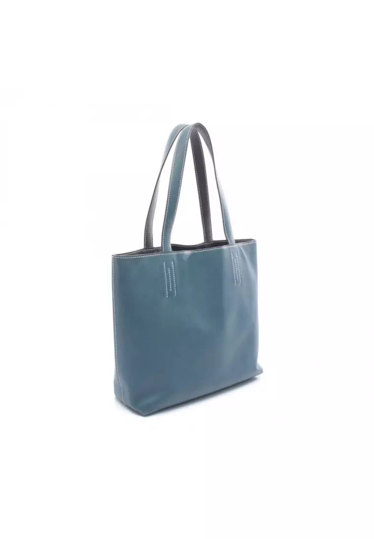 Pre-Loved Hermès Double Sense 28 Blue Thalassa Handbag tote bag Sikkim leather blue Navy reversible □JO刻印