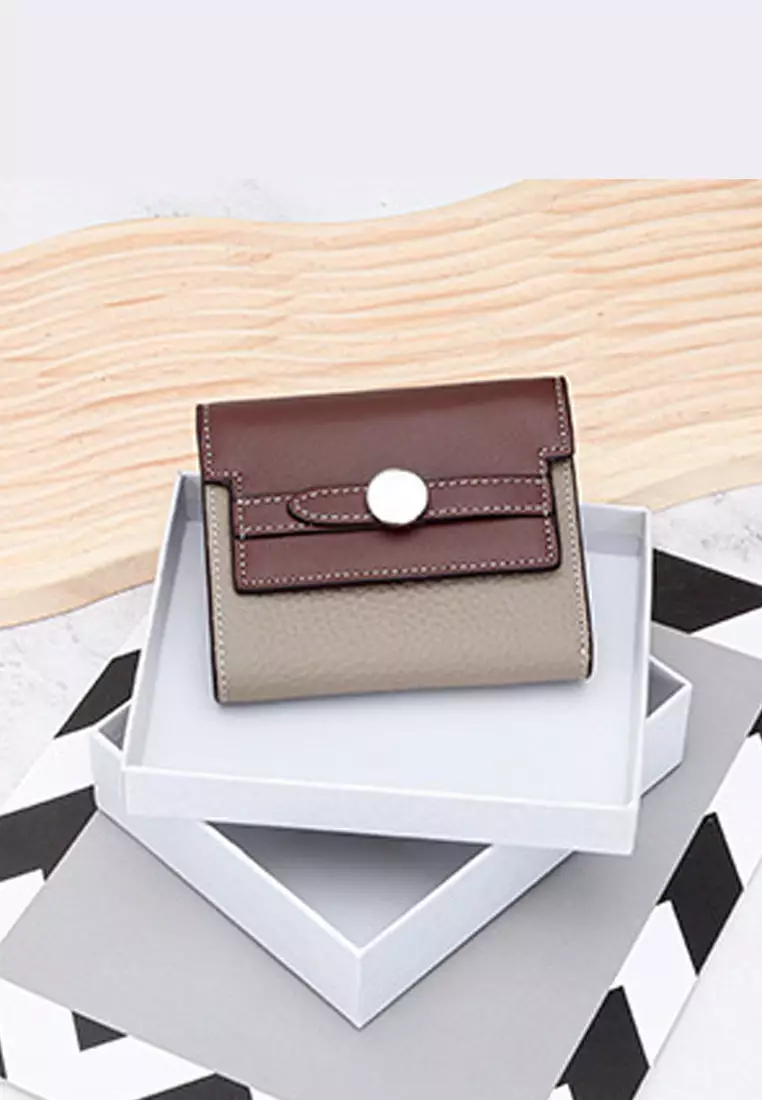 Texture Patching Full Grain Leather Trifold Wallet JW YT-2319