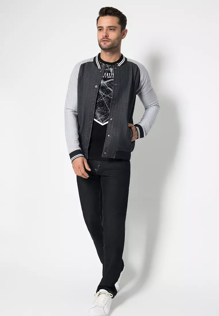 johnwin - Jaket - Grey & Black - ASW.661.M026.01.C L/S