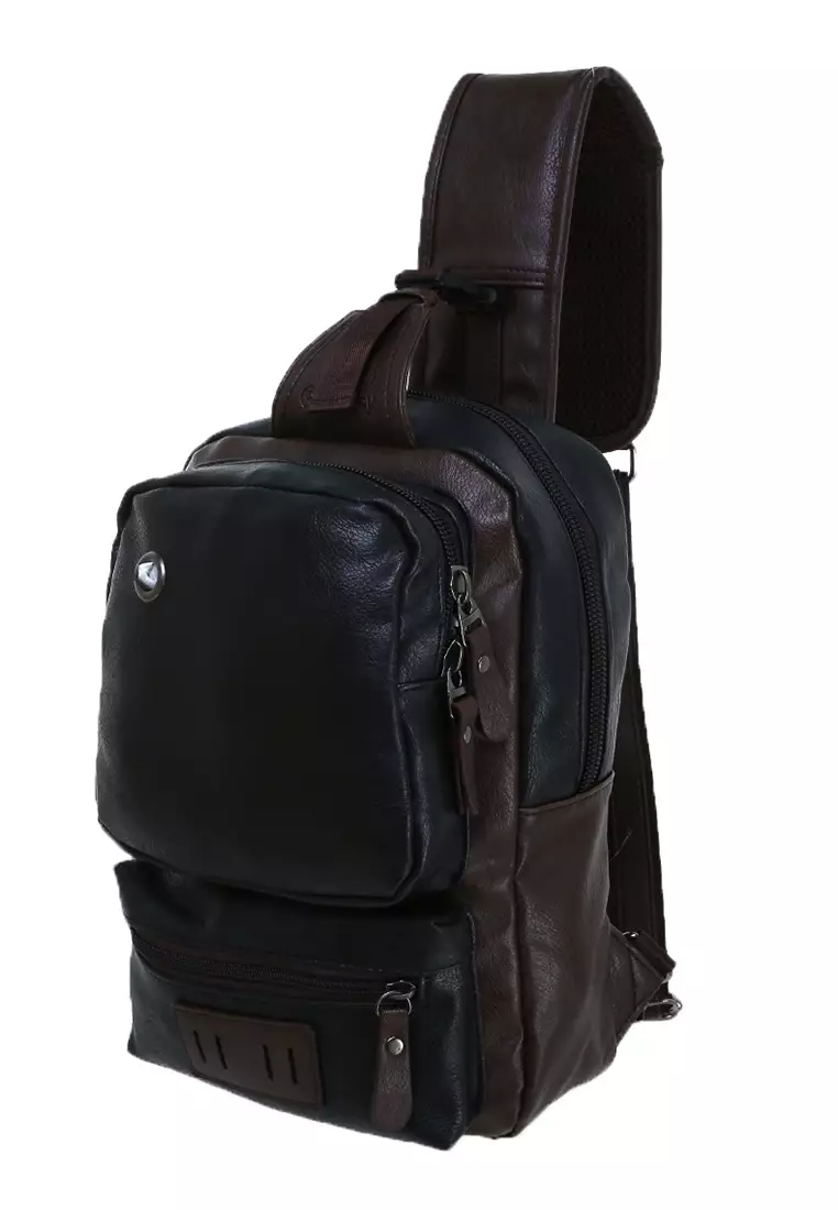 Roger Slingbag Tas Selempang Crossbody Bag Pria Bahan Large Compartment ORIGINAL - Black