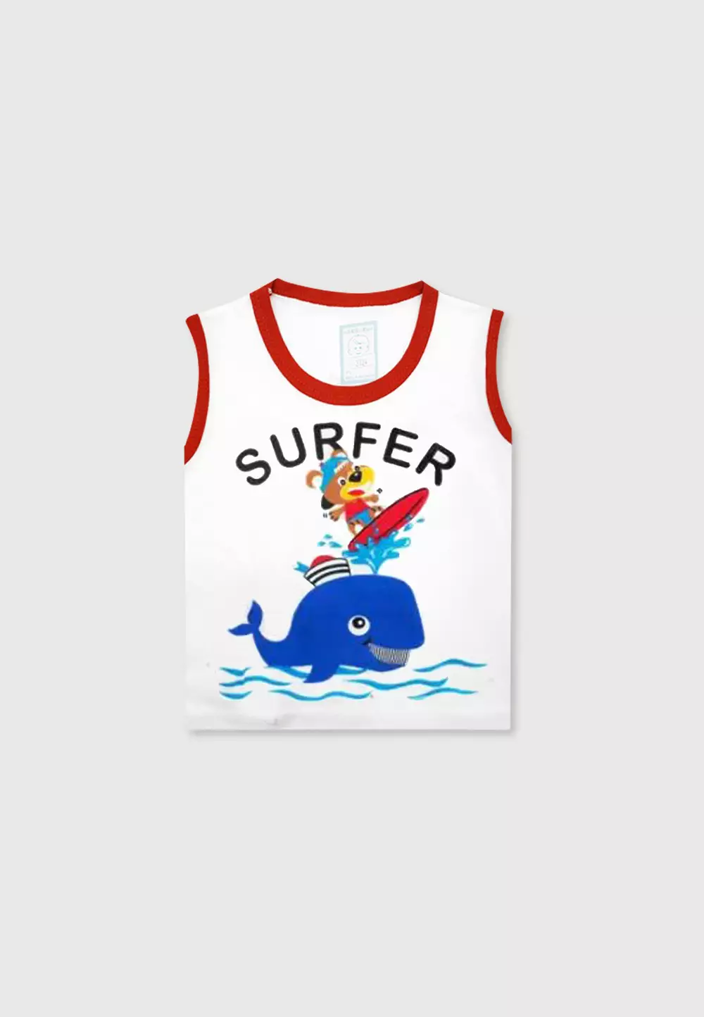 Wakakids Baju Singlet Setelan Bayi Anak Laki Laki Usia 0 Bulan Hingga 6 Bulan Motif Super Surfing 2612 Merah
