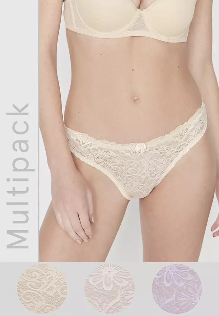 Buy Trendyol 3-Pack Lace Panties in Skin/Pink/Lilac 2024 Online
