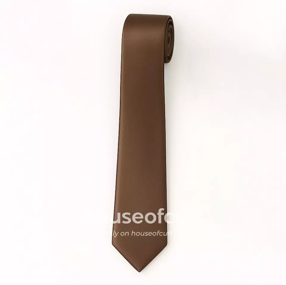 Houseofcuff Dasi Panjang Polos Neck Tie Satin Polos Bahan Satin Coffe 3inch