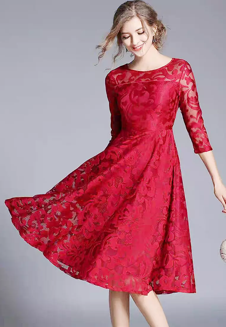 Red lace dress shoes on sale