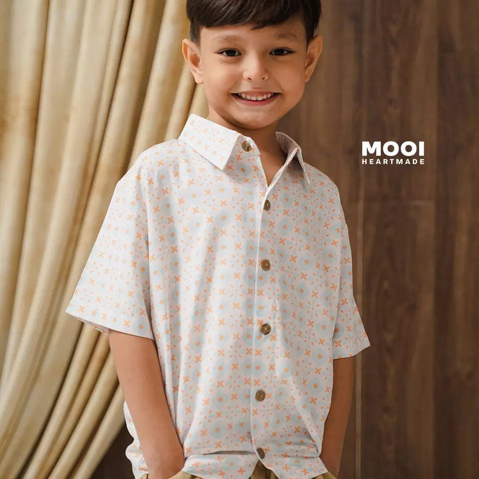 Mooi Atasan Batik Kemeja Anak Laki-Laki Mahesa Batik Shirt - Sky Blue