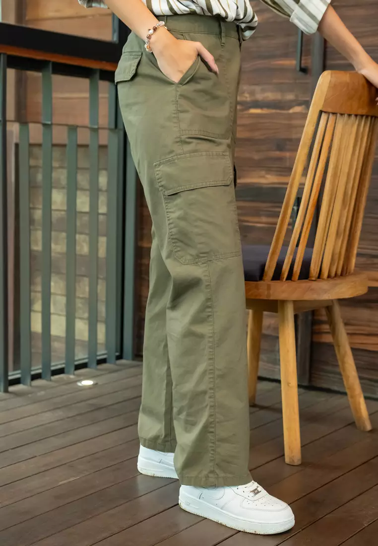 C2 Vindry Green Pants Wanita Cargo