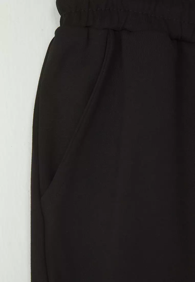 Black Regular Cut London Labeled Textured Pique Shorts & Bermudas TMNSS25SR00030