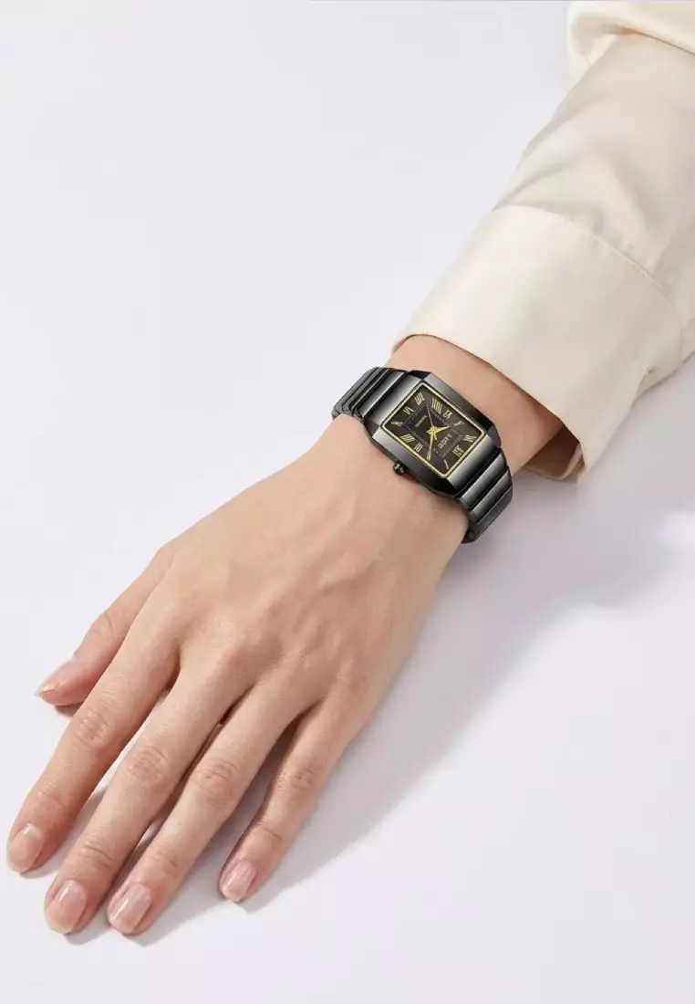 Ladies Ceramic Quartz Watch, 23x31mm, Ceramic Bracelet