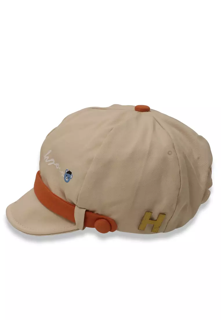 Otieno Aksesoris Fashion Topi Beret Anak Unisex Funny Design Kids Hat Material Cotton ORIGINAL - Cream