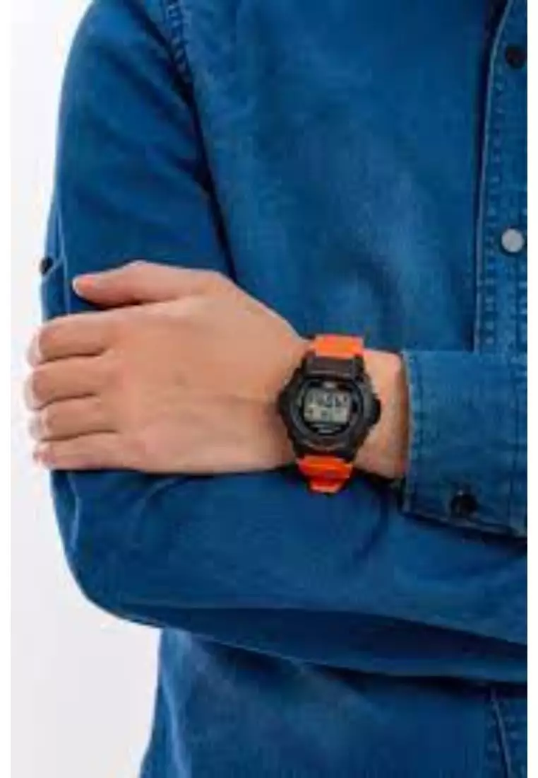 Men's Digital Watch W-219H-4AV Orange Resin Band Watch for Men