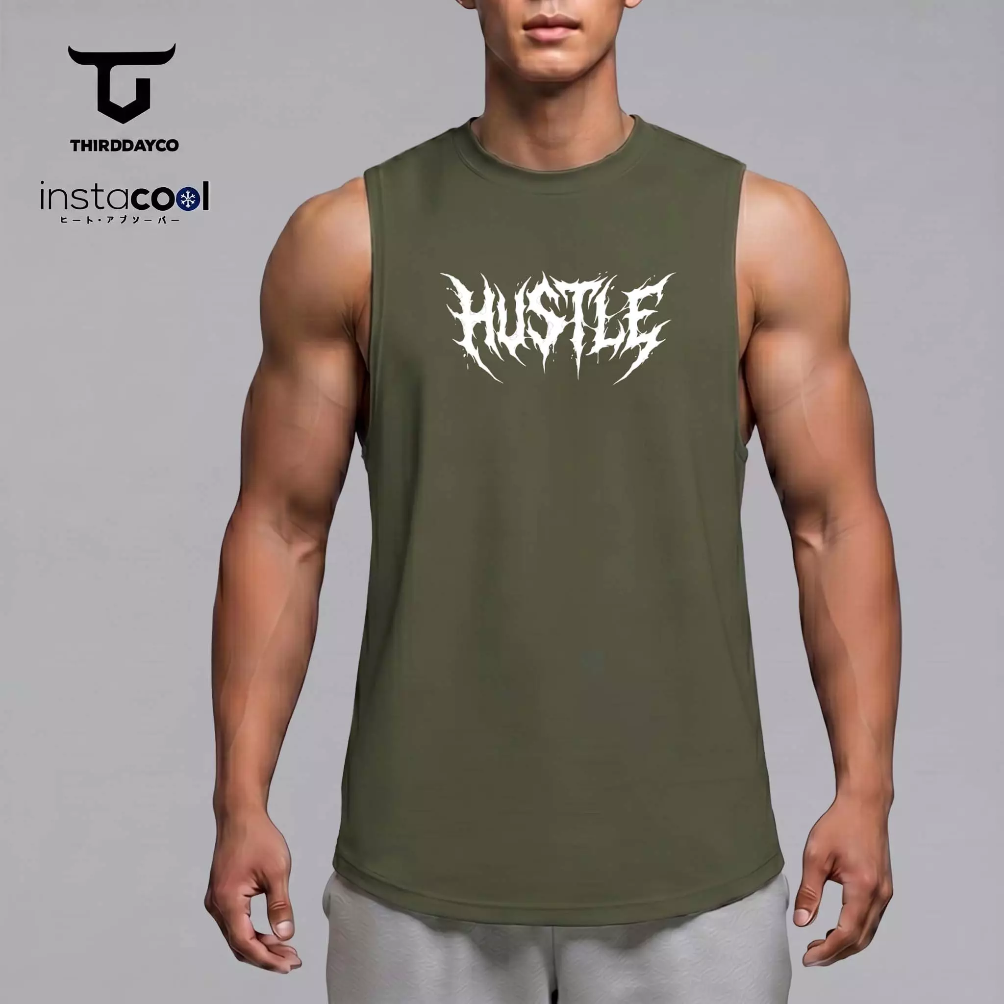 THIRDDAY Kaos Kutung Gym Pria InstaCool | Tanktop Olahraga Adem Dingin Instacool Quick Dry Stretch Fitness Training | hustle army SVN MUA62