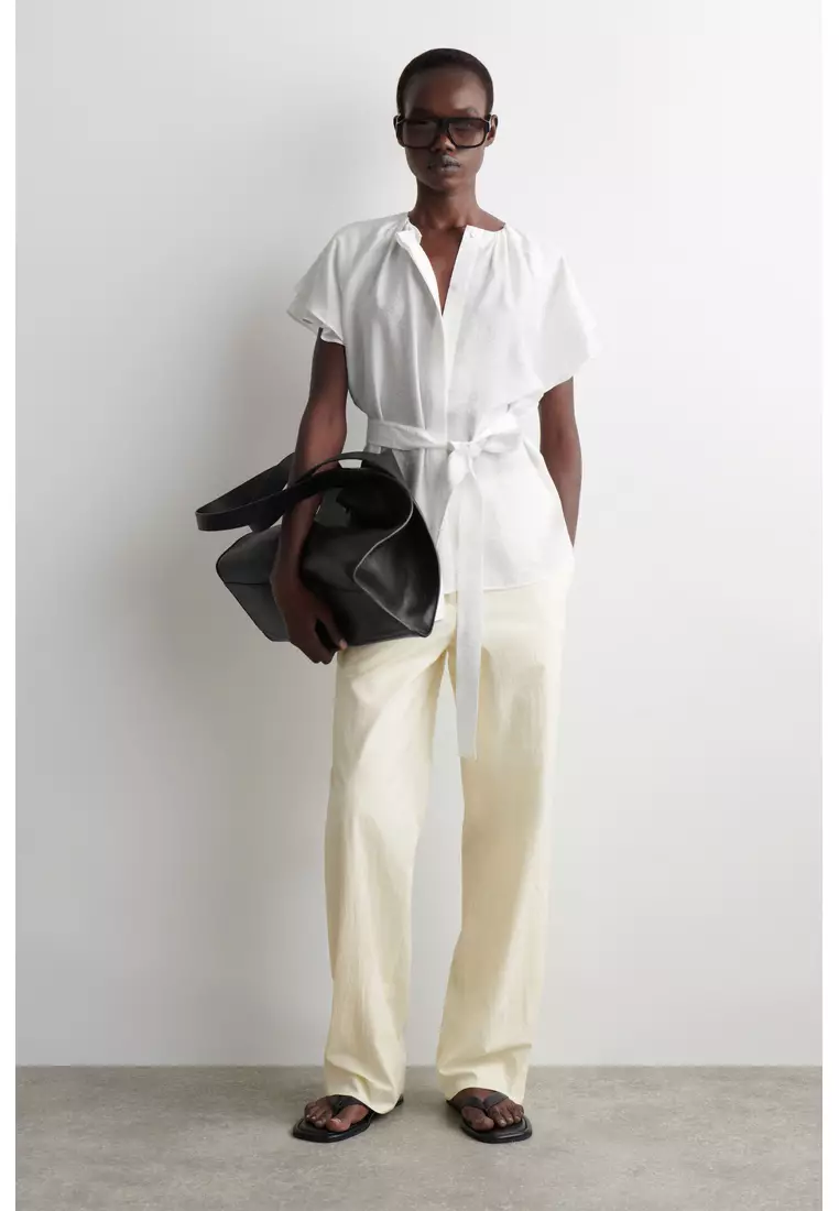 LAYERED BELTED BLOUSE